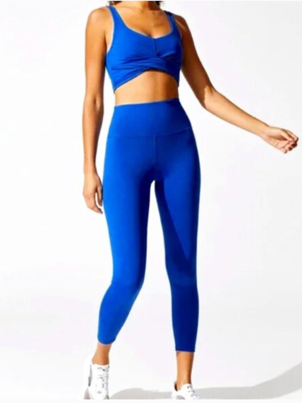 Carbon38 High Rise Seamless 7/8 Compression Leggings 25" Royal Blue Size S $128
